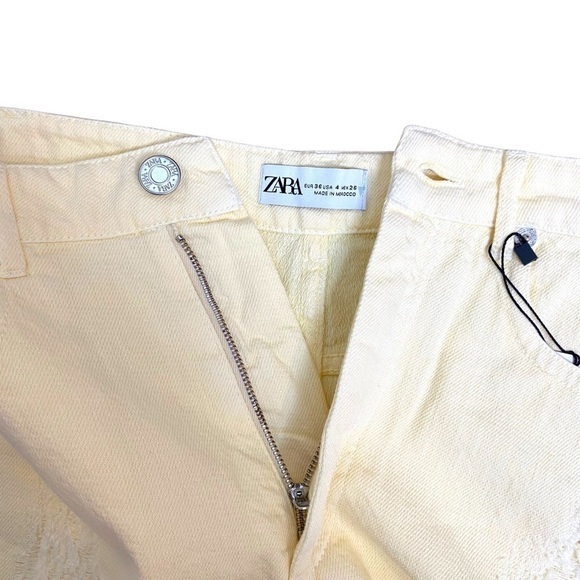 ZARA High Waist Yellow Denim Cut Off Shorts - Picture 11 of 16